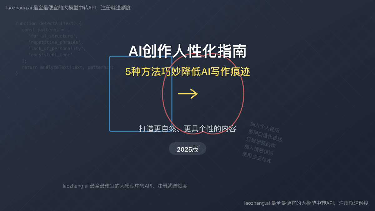 2025最新AI创作人性化指南：5种方法巧妙降低AI写作痕迹