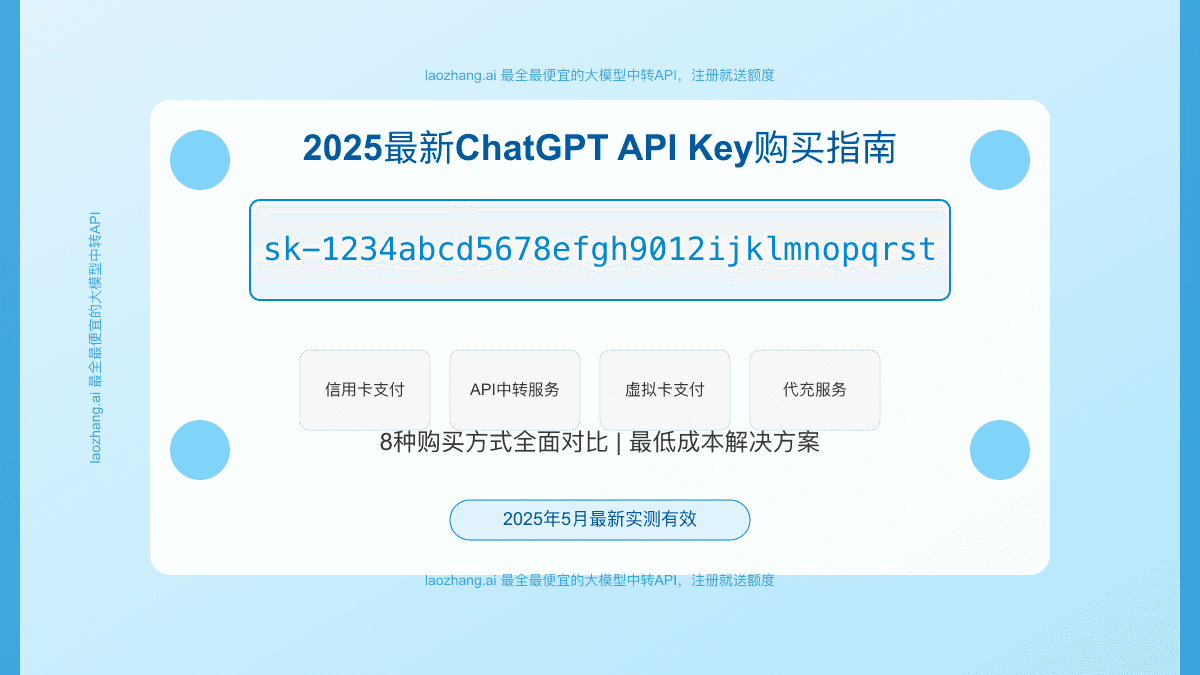 ChatGPT API Key购买完全指南2025：8种方式全面对比