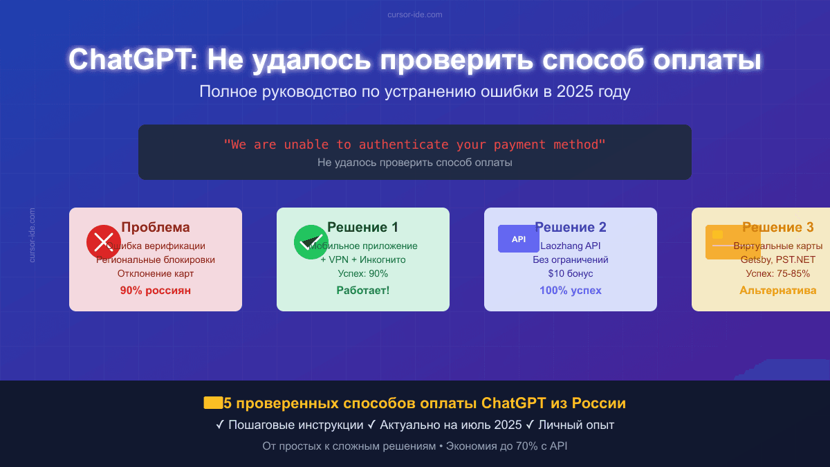 ChatGPT не удалось проверить способ оплаты: Полное руководство по решению ошибки 2025
