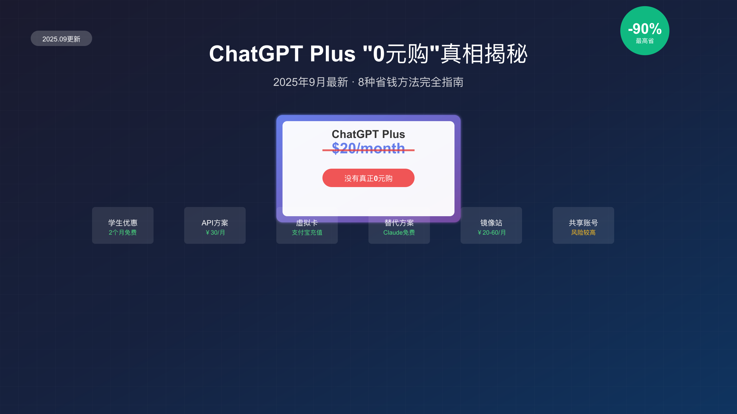 ChatGPT Plus 0元购真相：2025年最省钱获取GPT-4的8种方法
