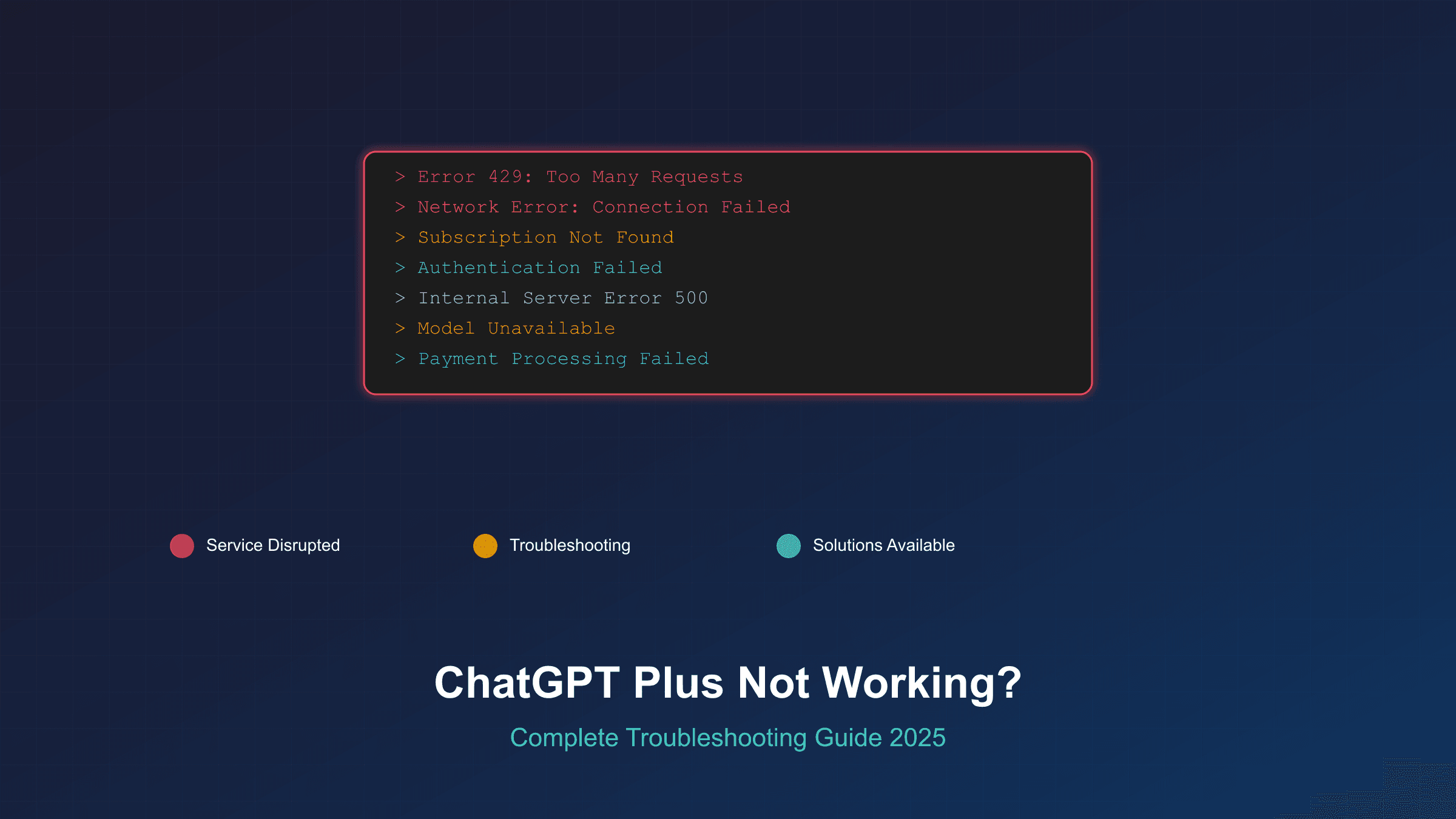 ChatGPT Plus Not Working? Complete Troubleshooting Guide 2025