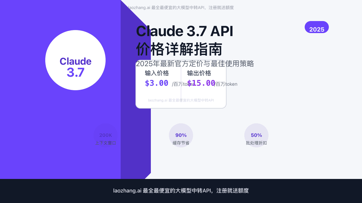 Claude 3.7 API价格详解：最新官方定价与50%成本节省攻略【2025实测】