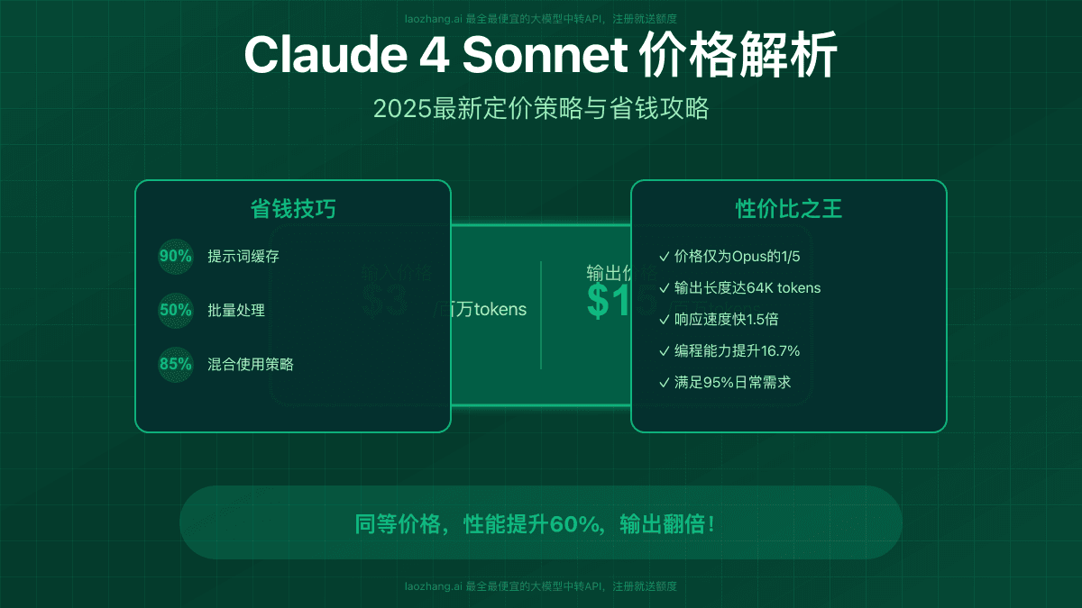Claude 4 Sonnet价格深度解析：2025最新成本优化攻略【节省90%费用】