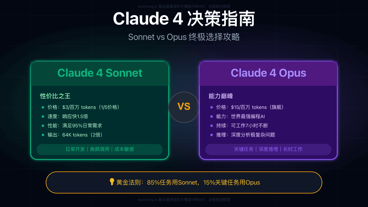 Claude 4 Sonnet vs Opus完整对比指南：2025最新选型决策框架【成本效益分析】