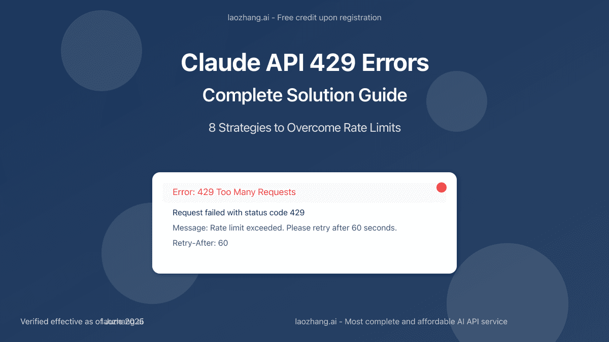 2025 Complete Guide to Fixing Claude API 429 Errors: Rate Limit Solutions