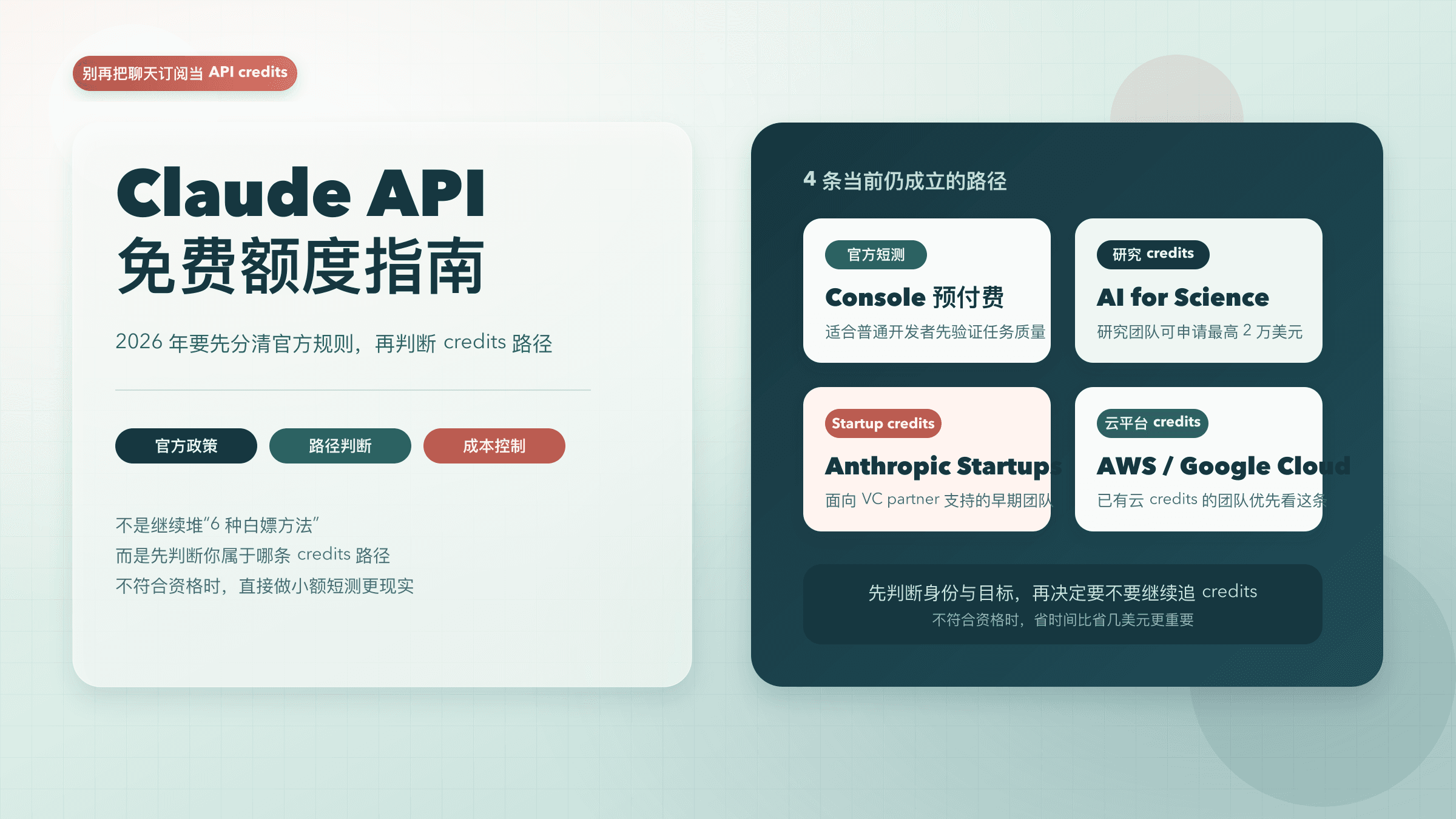 Claude API免费额度指南：2026年还有哪些可信路径？官方政策、云 credits 与选择建议