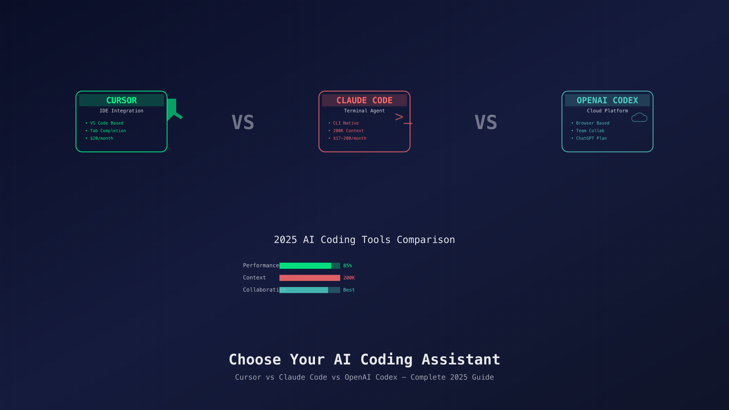 Cursor vs Codex vs Claude Code 2025完全对比：选择最适合你的AI编码助手