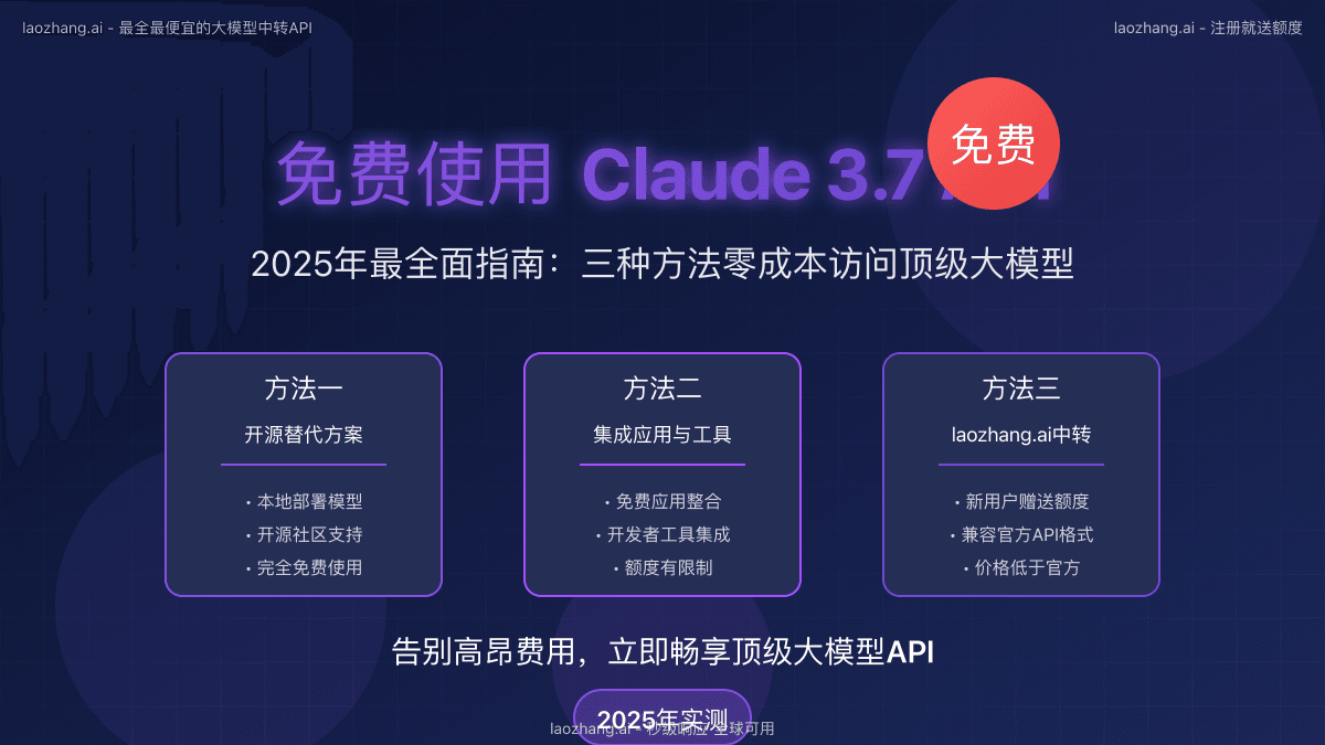 2025最新免费Claude 3.7 API指南：三种零成本方法详解【保姆级教程】