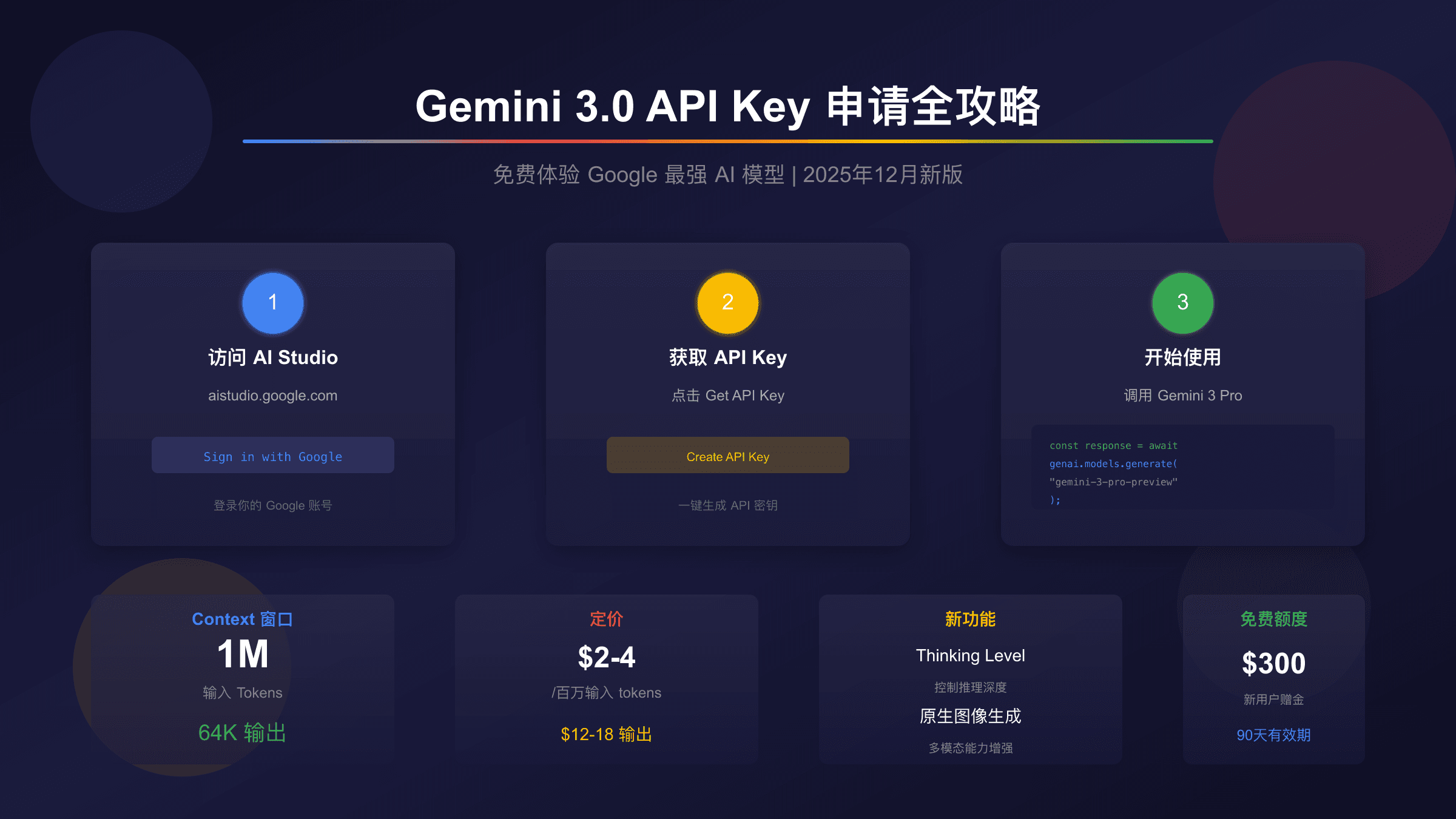 Gemini 3.0 API Key 申请全攻略：教你免费体验 Google 最强模型 (2025 12月新版)