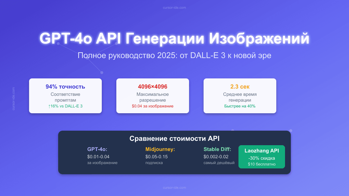 GPT-4o API генерации изображений 2025: Полное руководство с ценами и сравнением