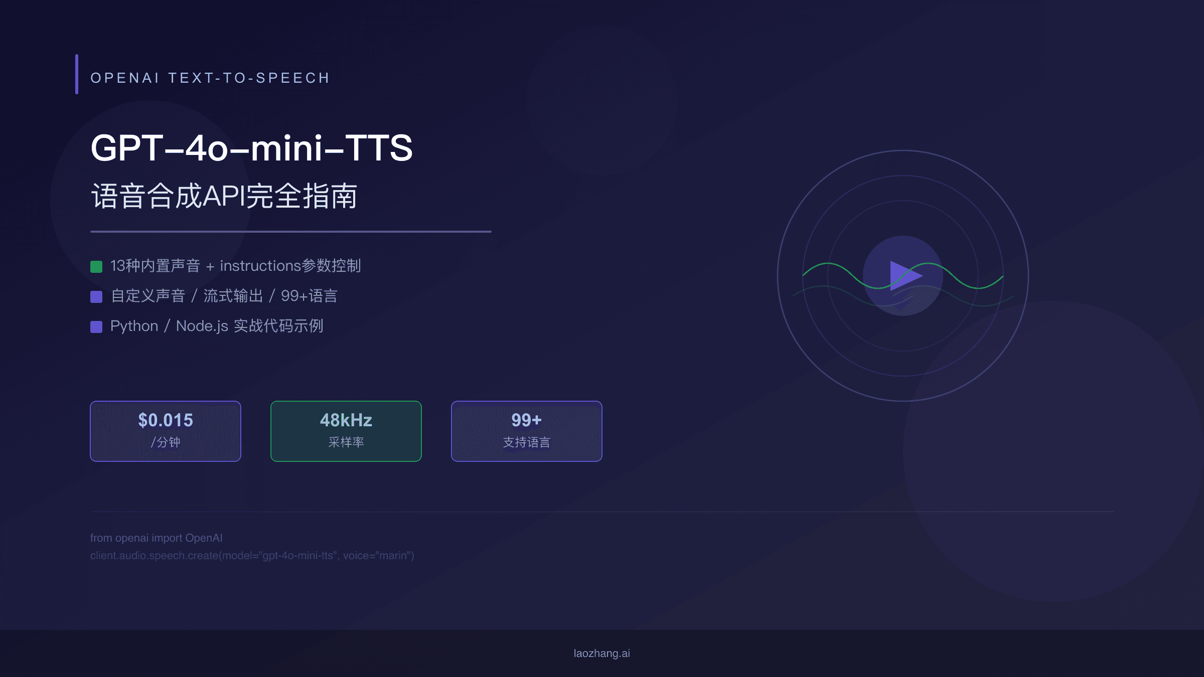 GPT-4o-mini-TTS完全指南：OpenAI语音合成API接入与实战开发
