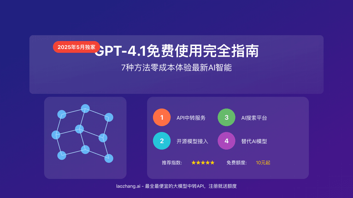 【2025年5月独家】GPT-4.1免费使用完全指南：7种方法零成本体验最新AI智能