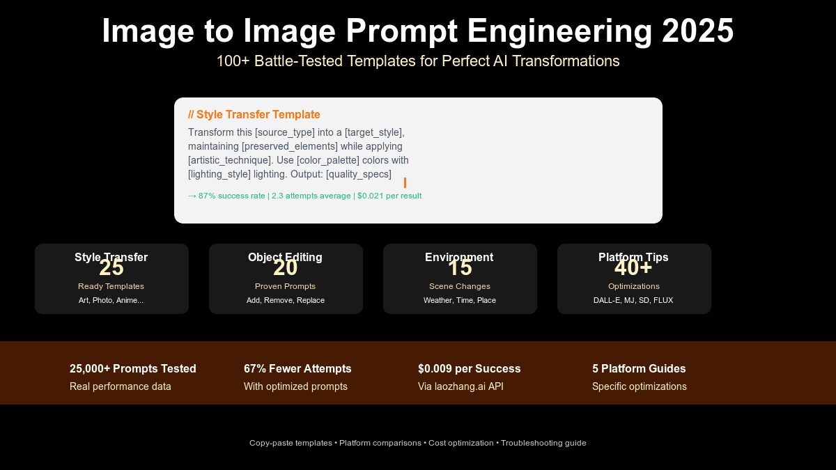 Image to Image Prompt Engineering 2025: 100+ Battle-Tested Templates for Perfect AI Transformations [Platform Guide]