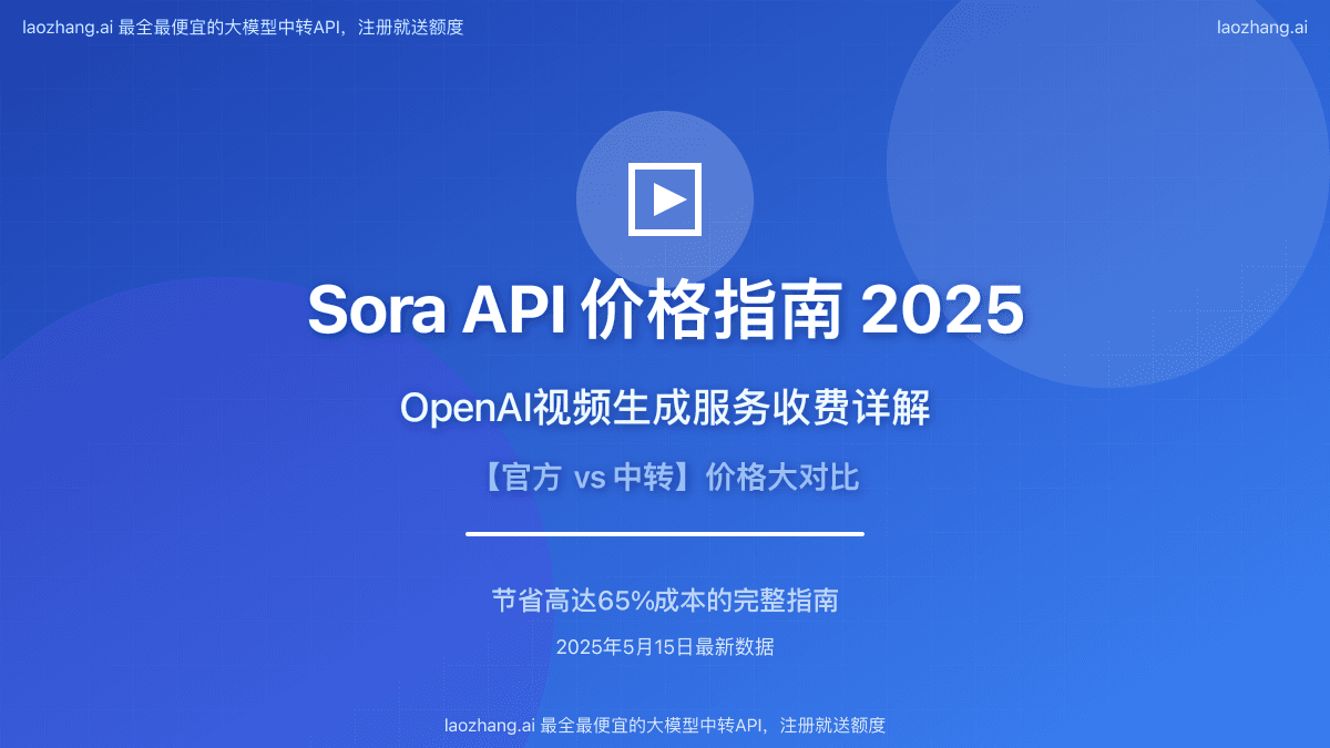 2025最全Sora API价格指南：OpenAI视频生成服务收费详解【官方vs中转】
