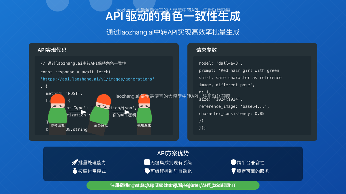 API自动化一致性角色生成效果图