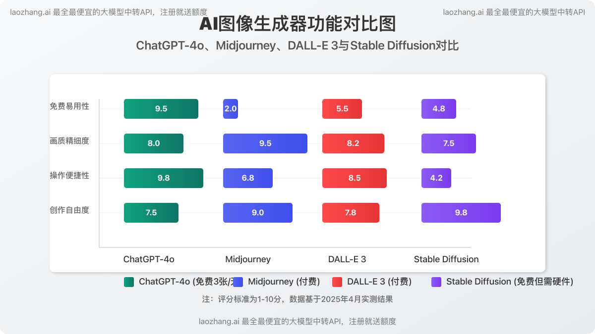 ChatGPT图像生成器与其他AI绘画工具对比图