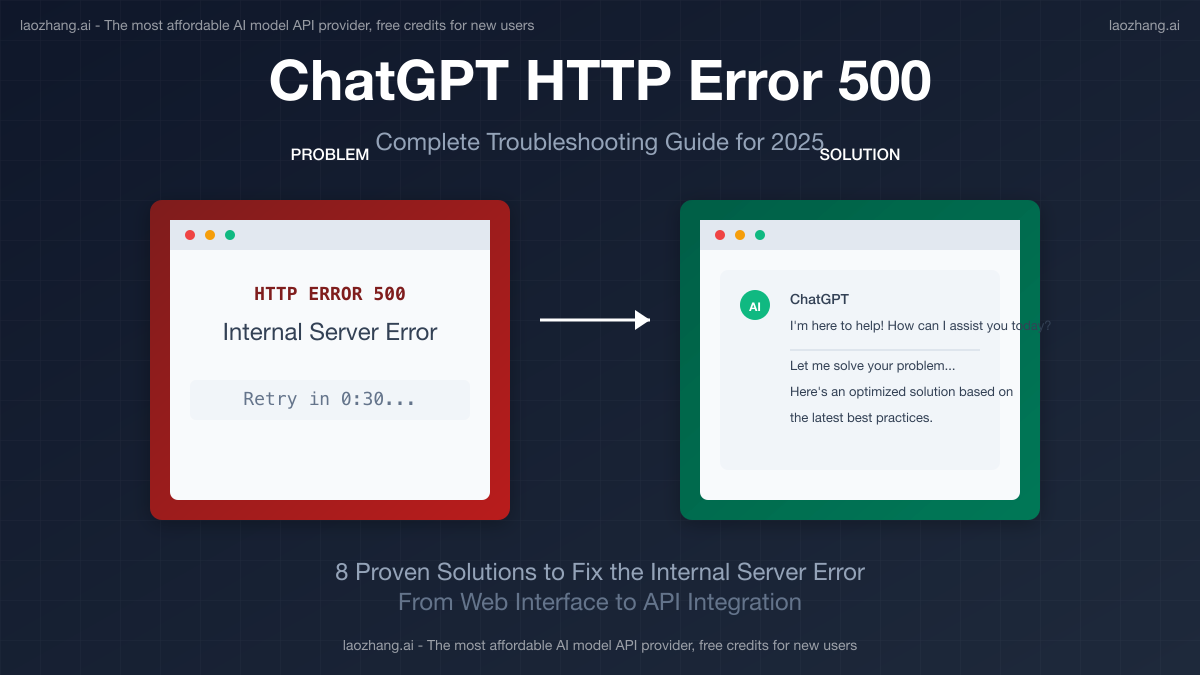 ChatGPT HTTP Error 500 before and after fixing