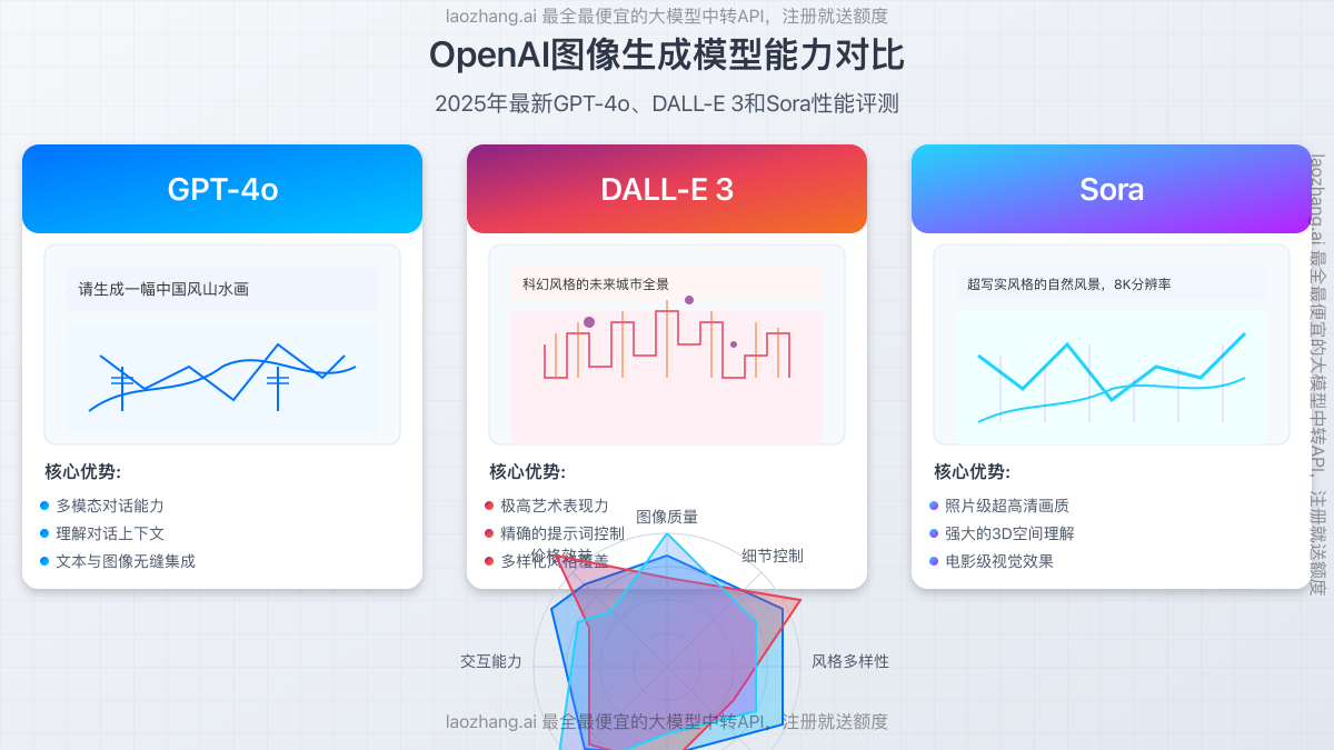 OpenAI三种图像模型能力对比:GPT-4o、DALL-E 3和Sora
