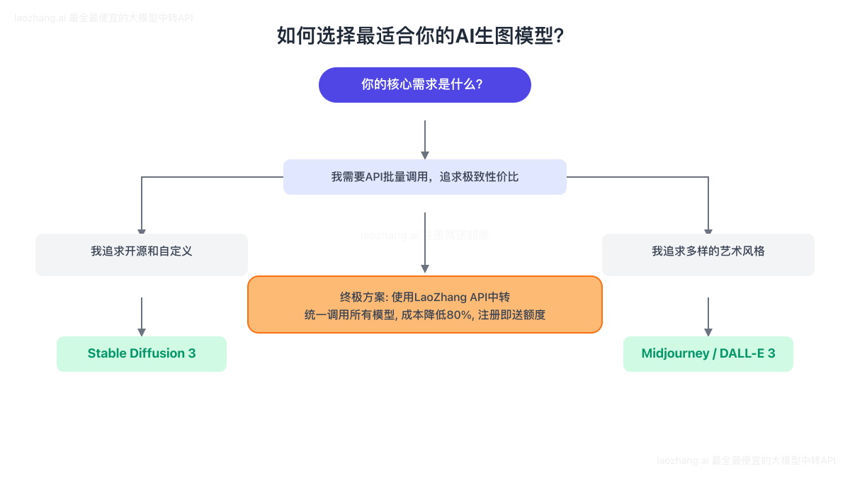 AI生图模型选择决策流程图