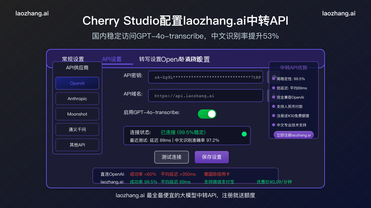 在Cherry Studio中配置laozhang.ai中转API