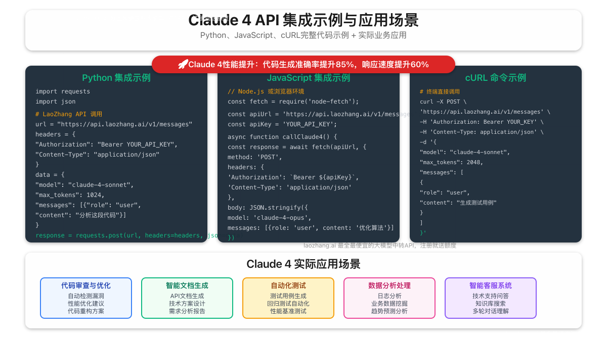 Claude 4集成示例与应用场景图