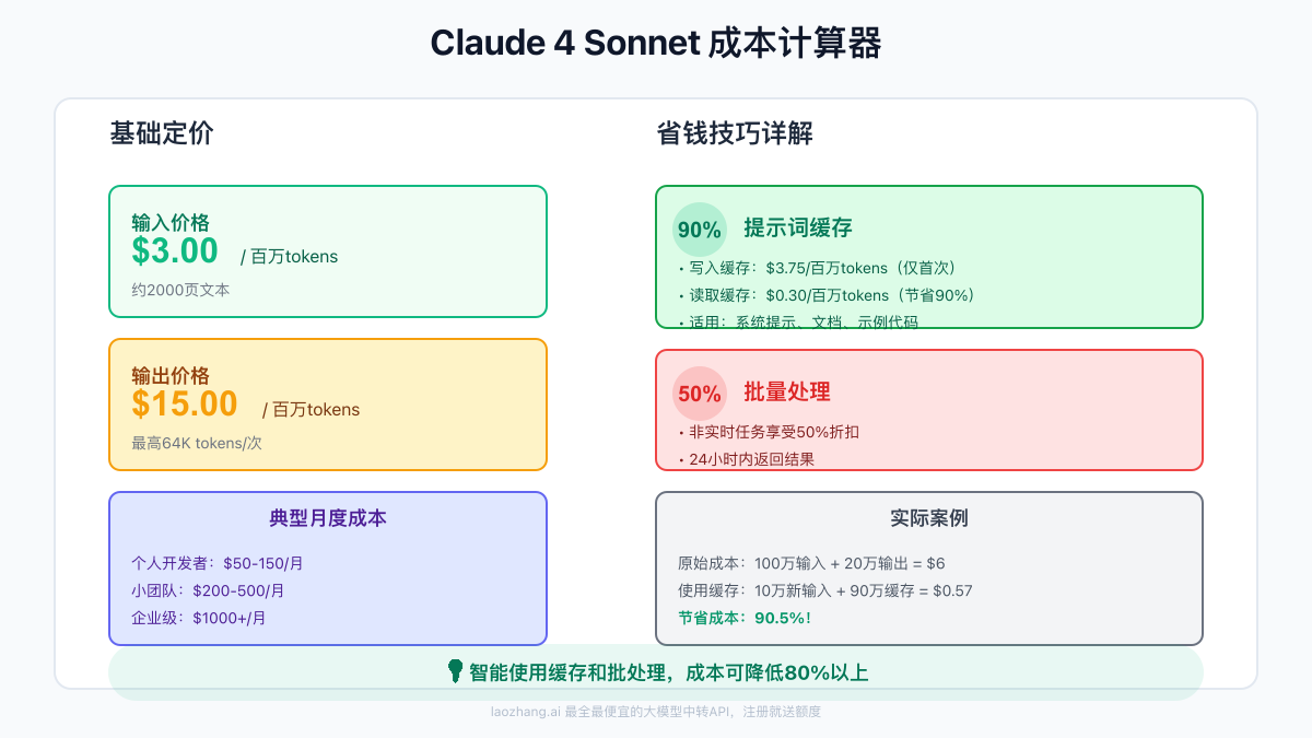 Claude 4 Sonnet成本计算器