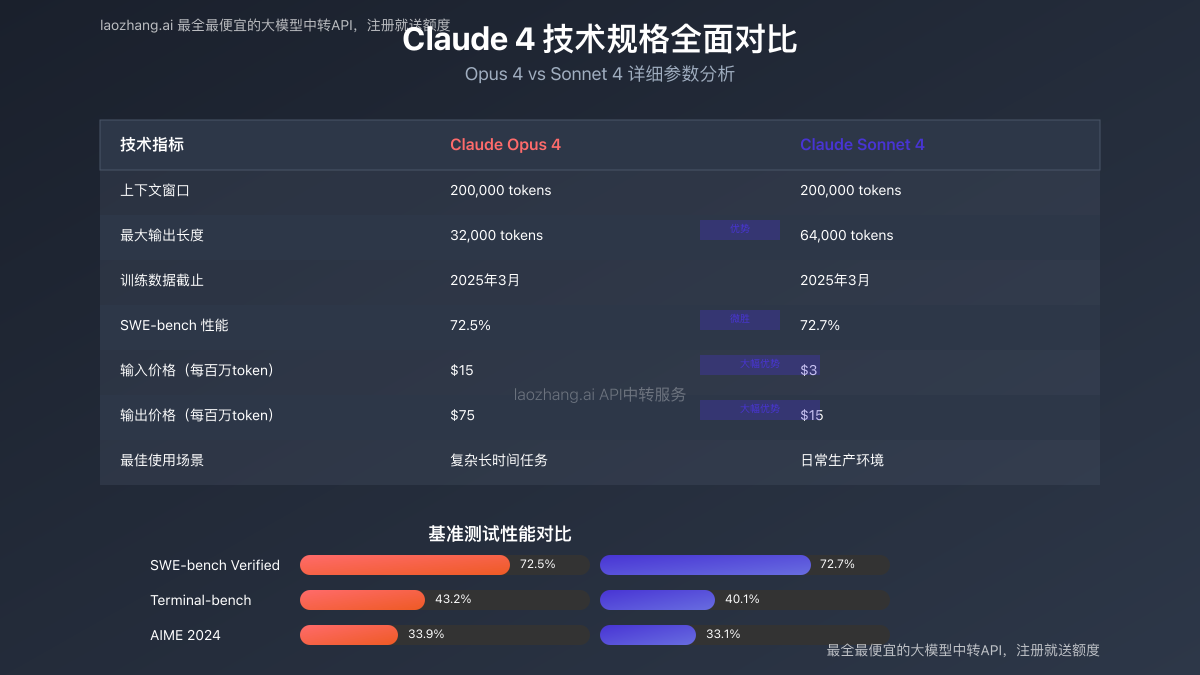 Claude 4技术规格全面对比