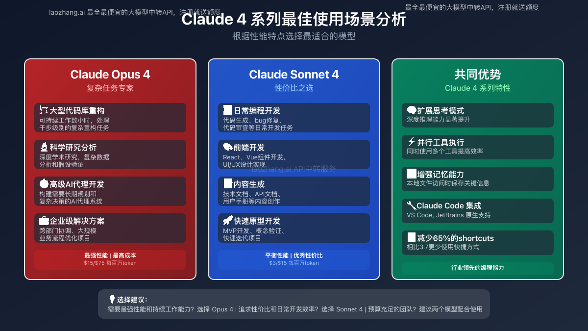 Claude 4系列最佳使用场景分析