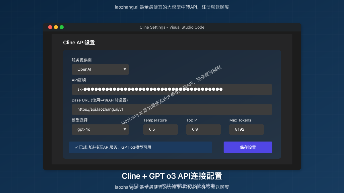 Cline API设置界面