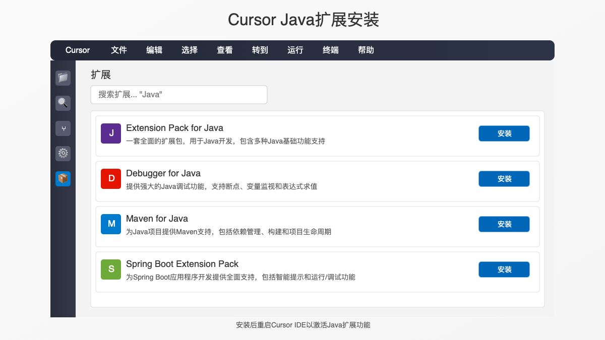 Cursor Java扩展安装界面