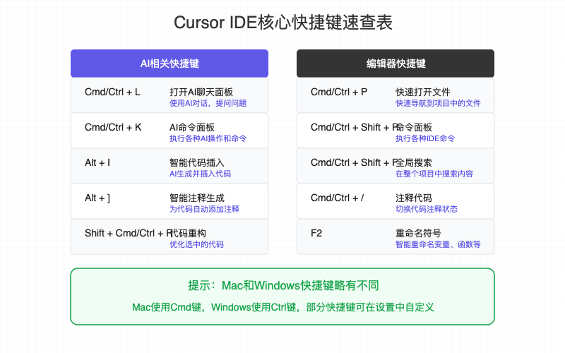 Cursor IDE核心快捷键速查表