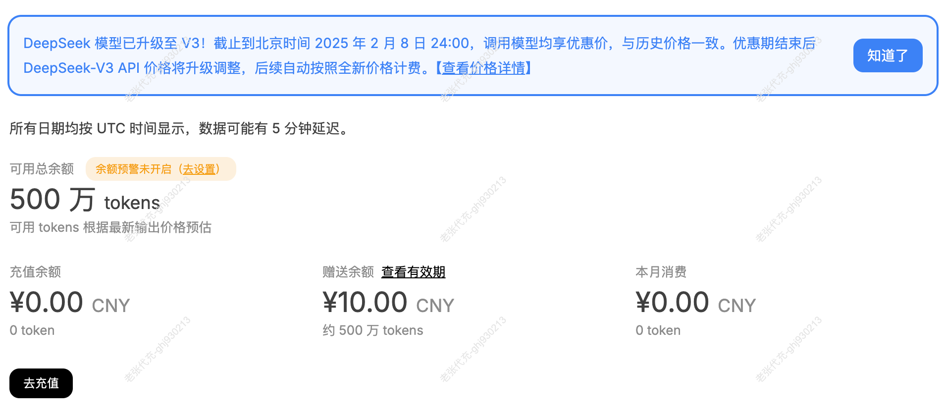 DeepSeek用量信息