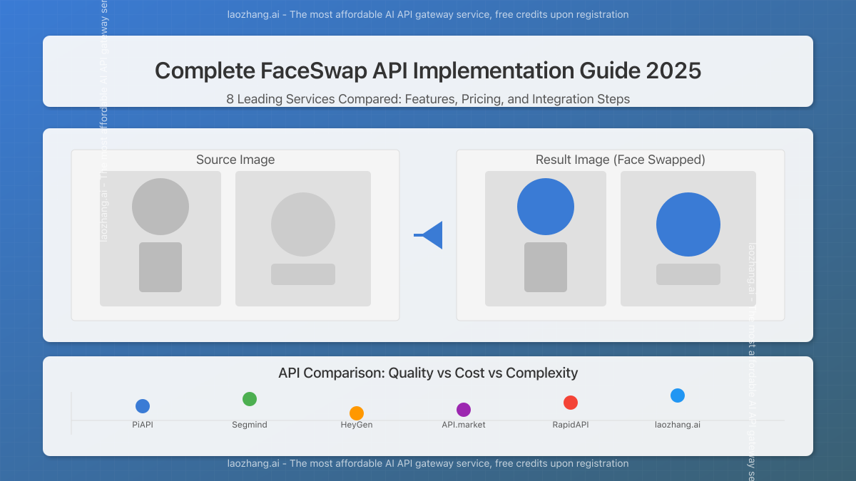FaceSwap API implementation comparison showing before and after face swapping results