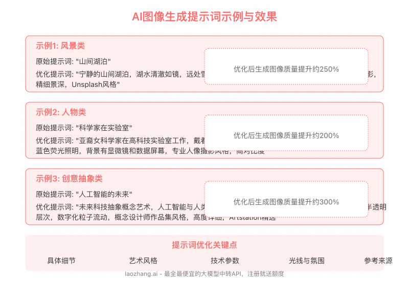 AI图像生成提示词示例与效果对比
