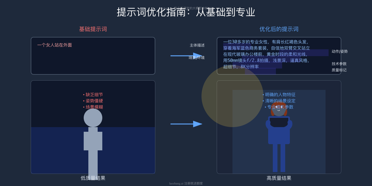 Example of prompt refinement process and improved results