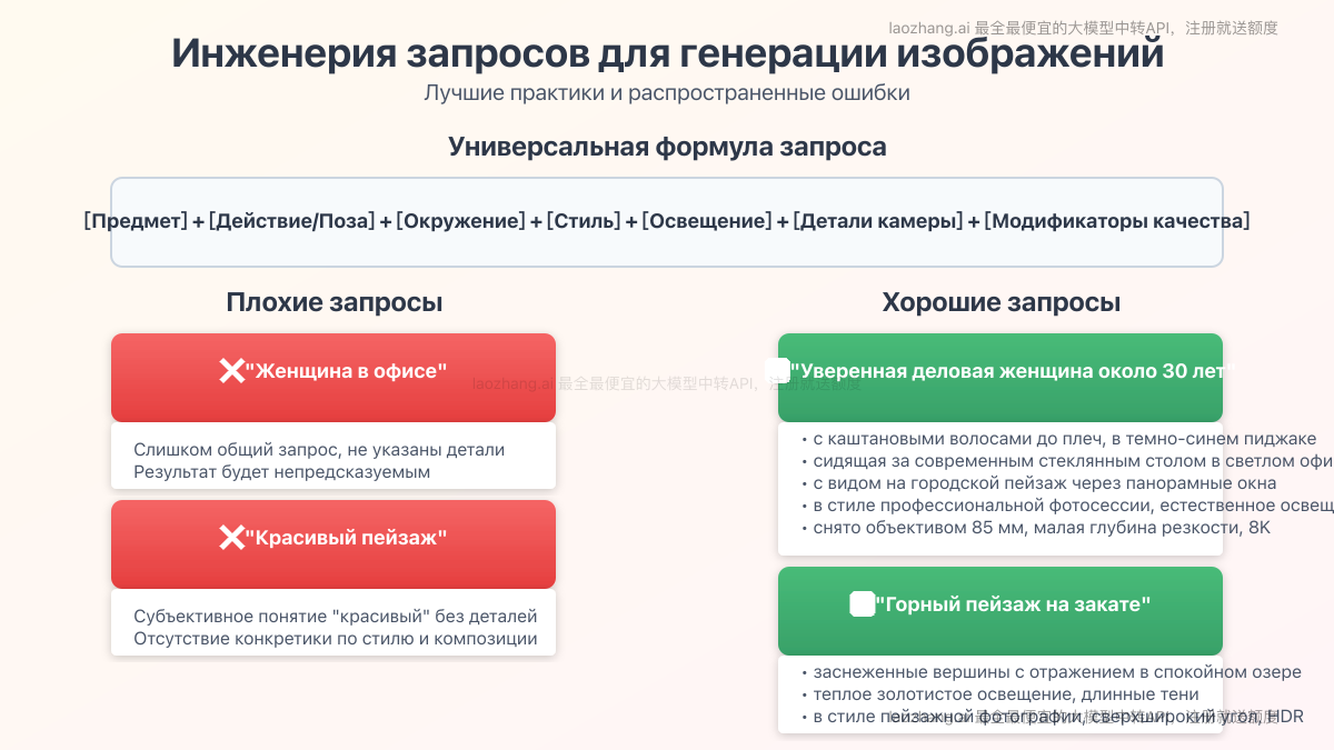 Наглядное руководство, демонстрирующее лучшие практики формулировки запросов и распространенные ошибки