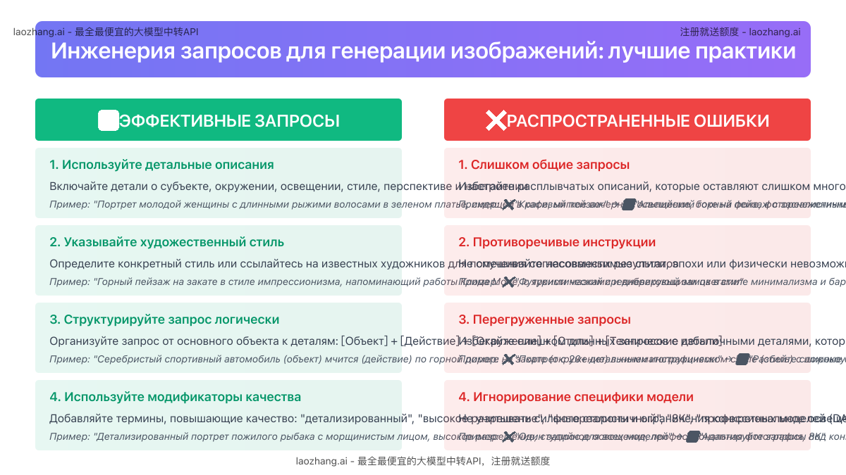 Наглядное руководство, демонстрирующее лучшие практики формулировки запросов и распространенные ошибки