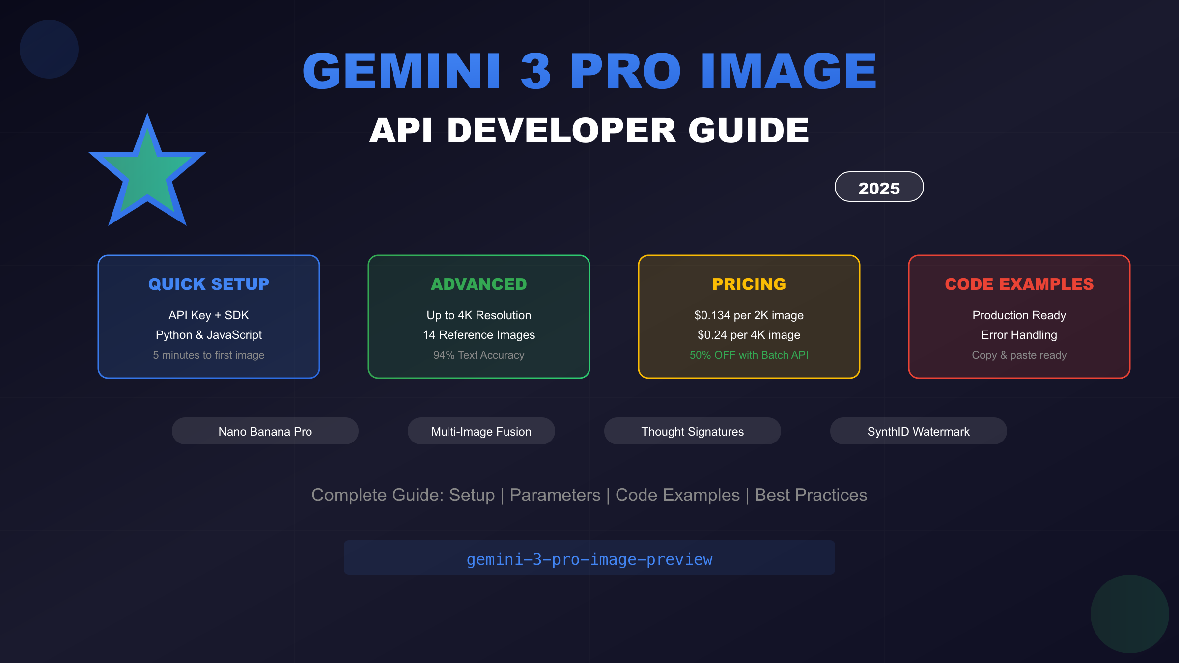 Gemini 3 Pro Image API Complete Developer Guide - Setup, code examples, pricing, and best practices for Nano Banana Pro