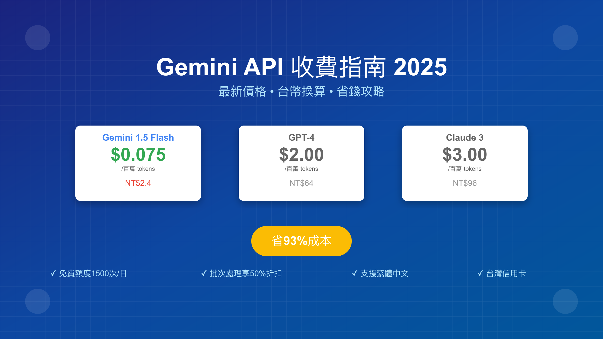 Gemini API 2025年收費標準全覽