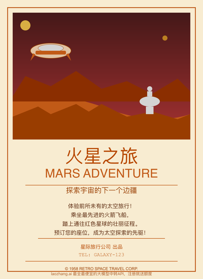 Gemini生成的火星旅行海报
