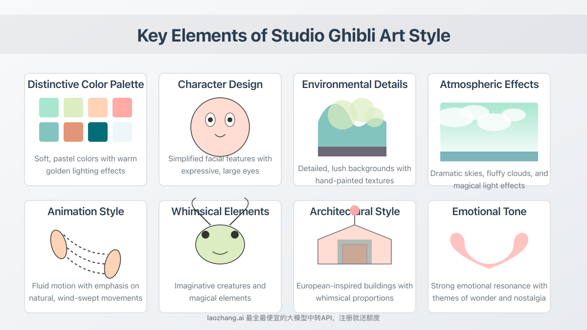 Key visual elements of the Studio Ghibli art style