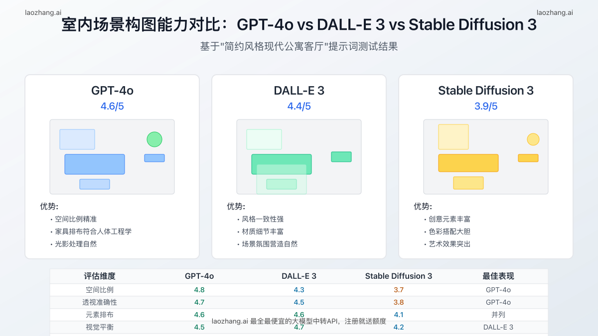 三种模型构图与布局对比