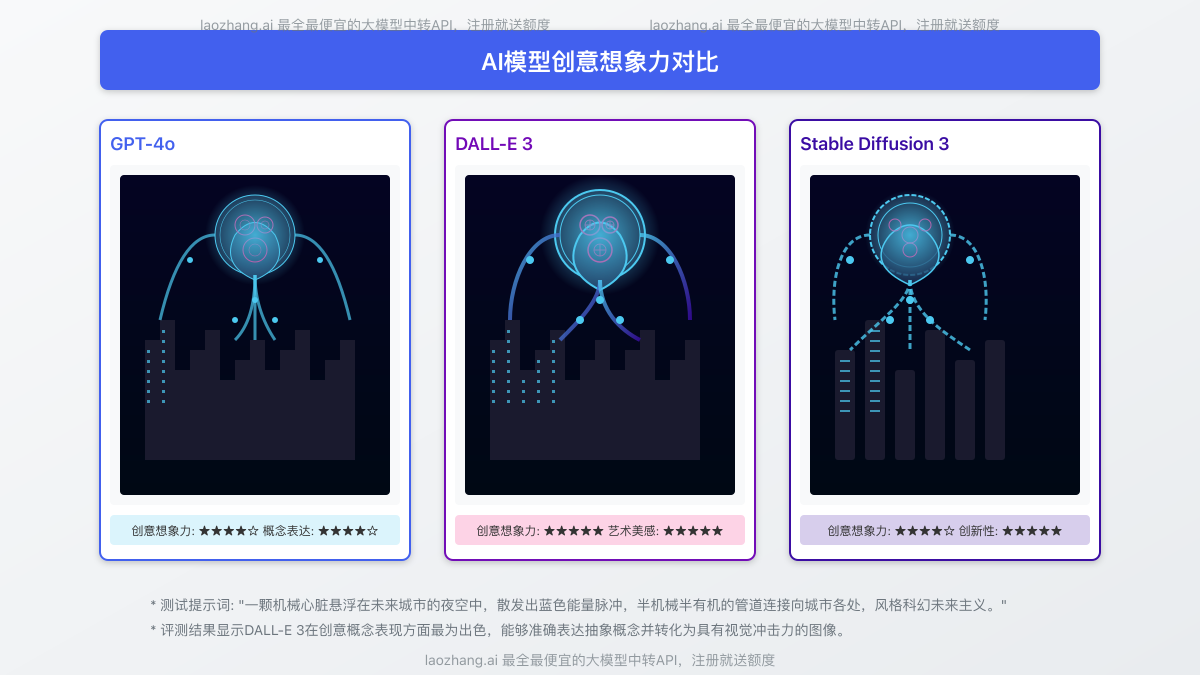 三种模型创意想象力对比