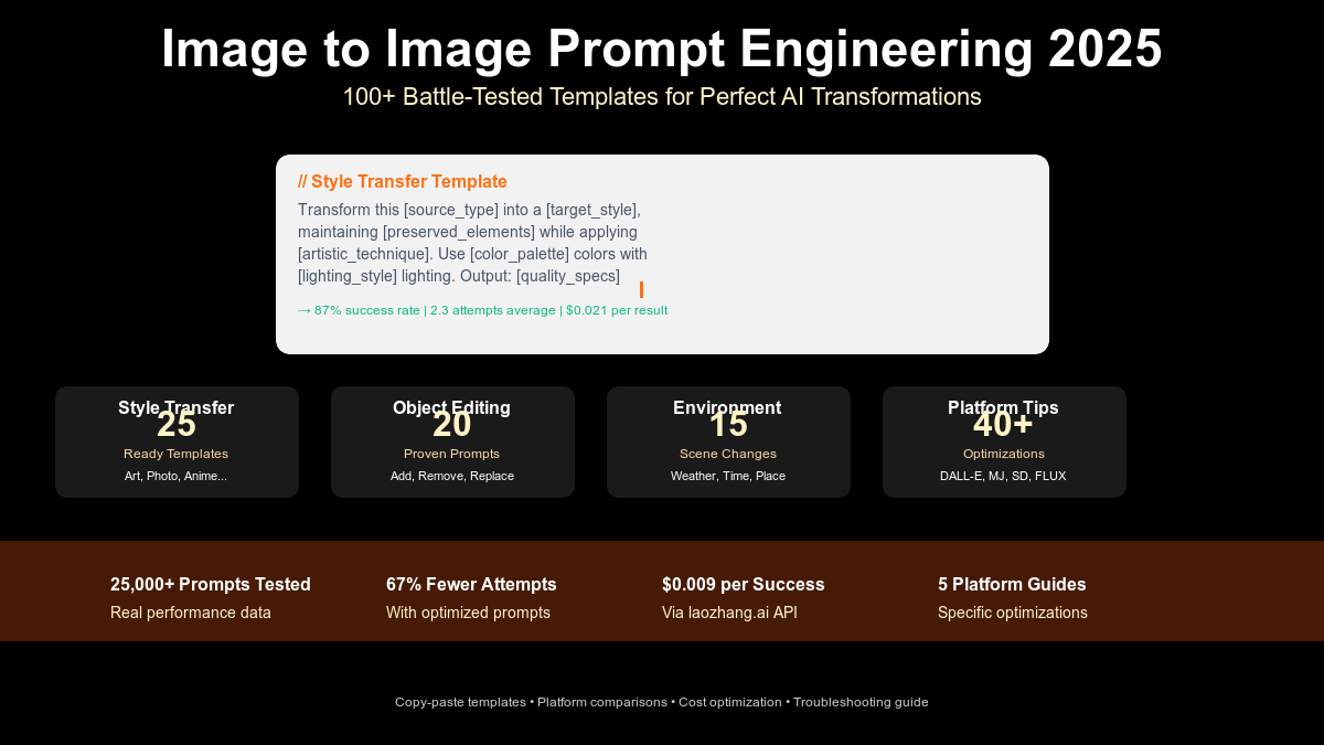 Image to Image Prompt Engineering 2025 - Comprehensive guide with 100+ templates and platform optimization