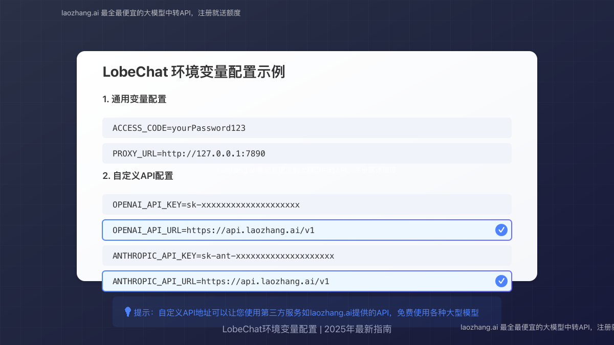 LobeChat环境变量配置示例