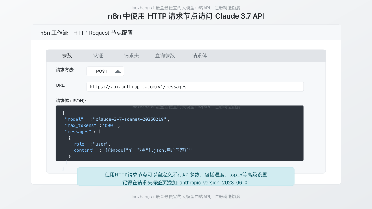 使用HTTP请求节点配置Claude 3.7