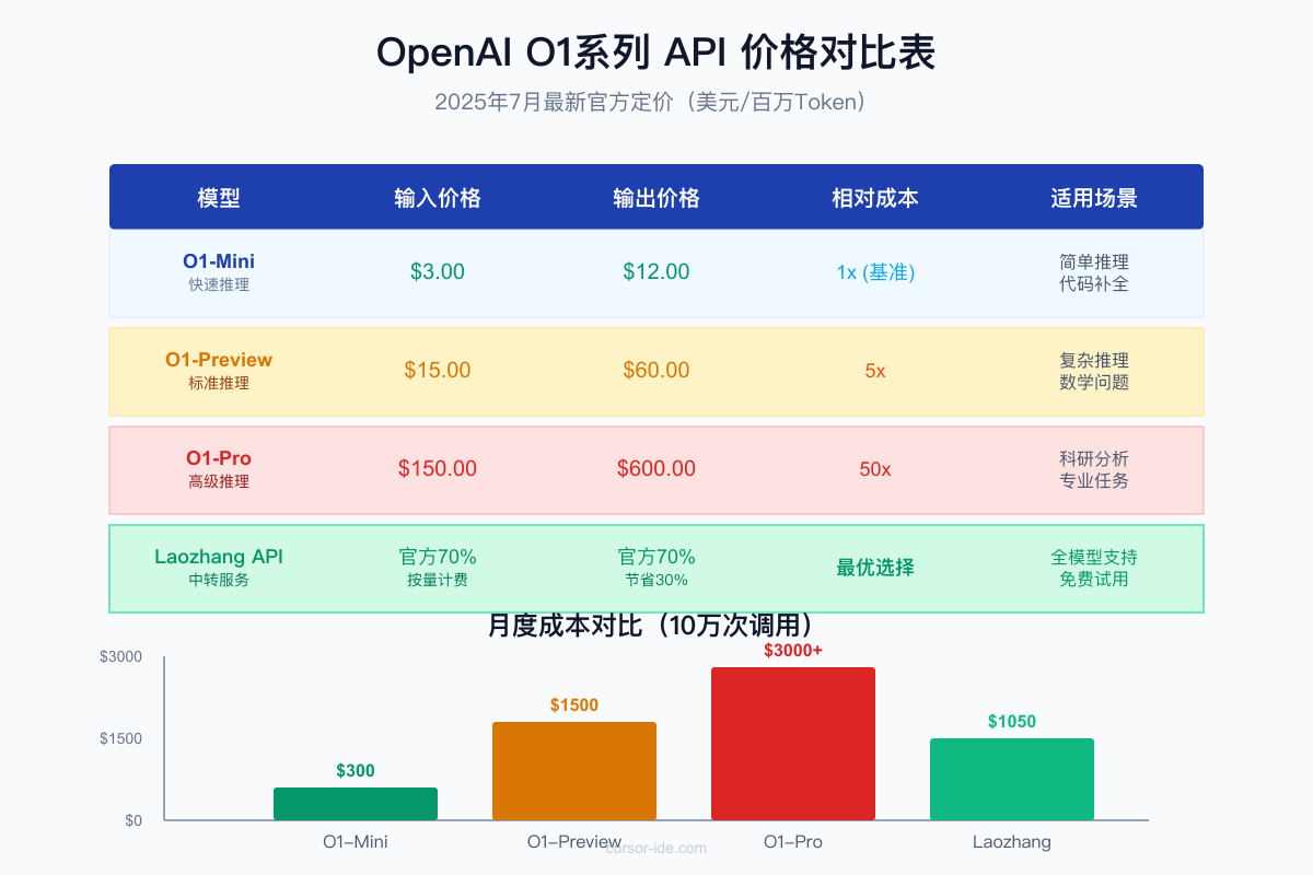 OpenAI O1 API详细价格对比表
