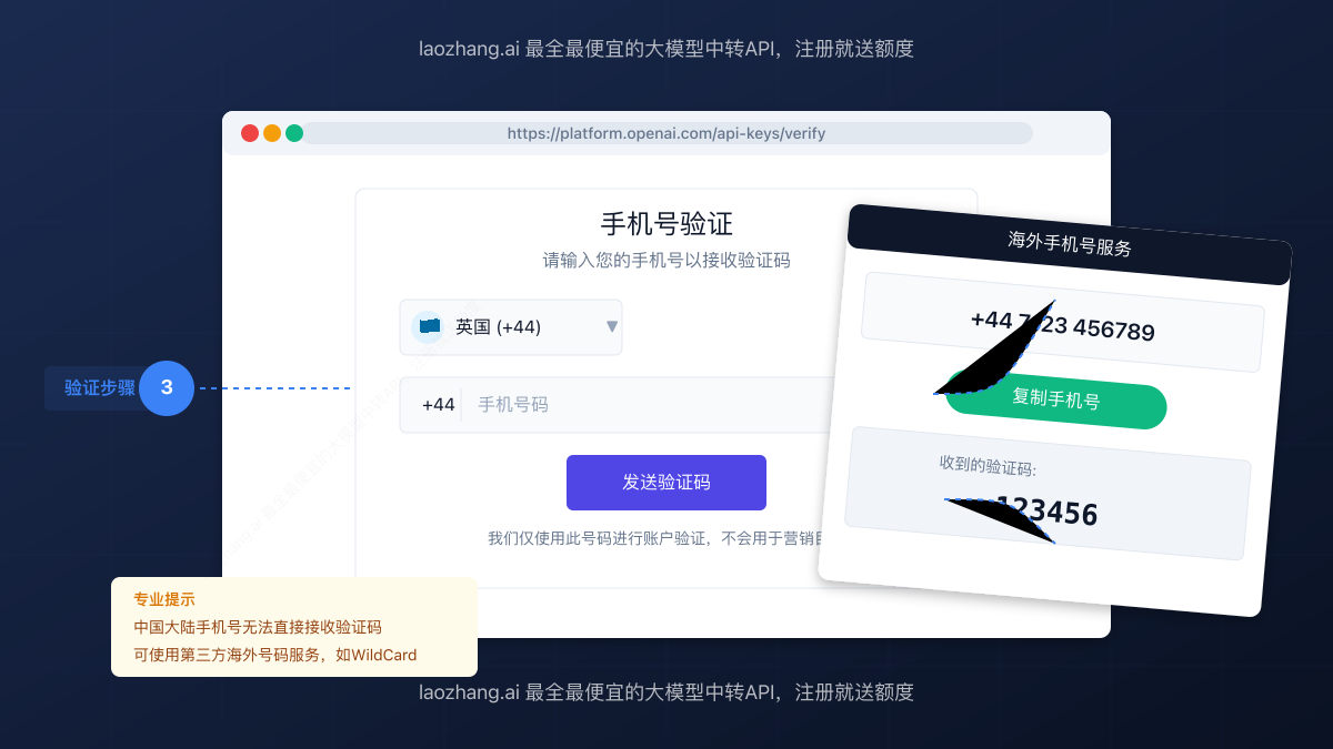 OpenAI手机号验证界面