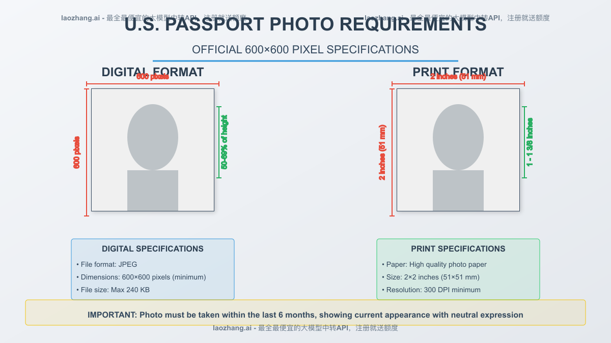Comparison between digital and print passport photo formats