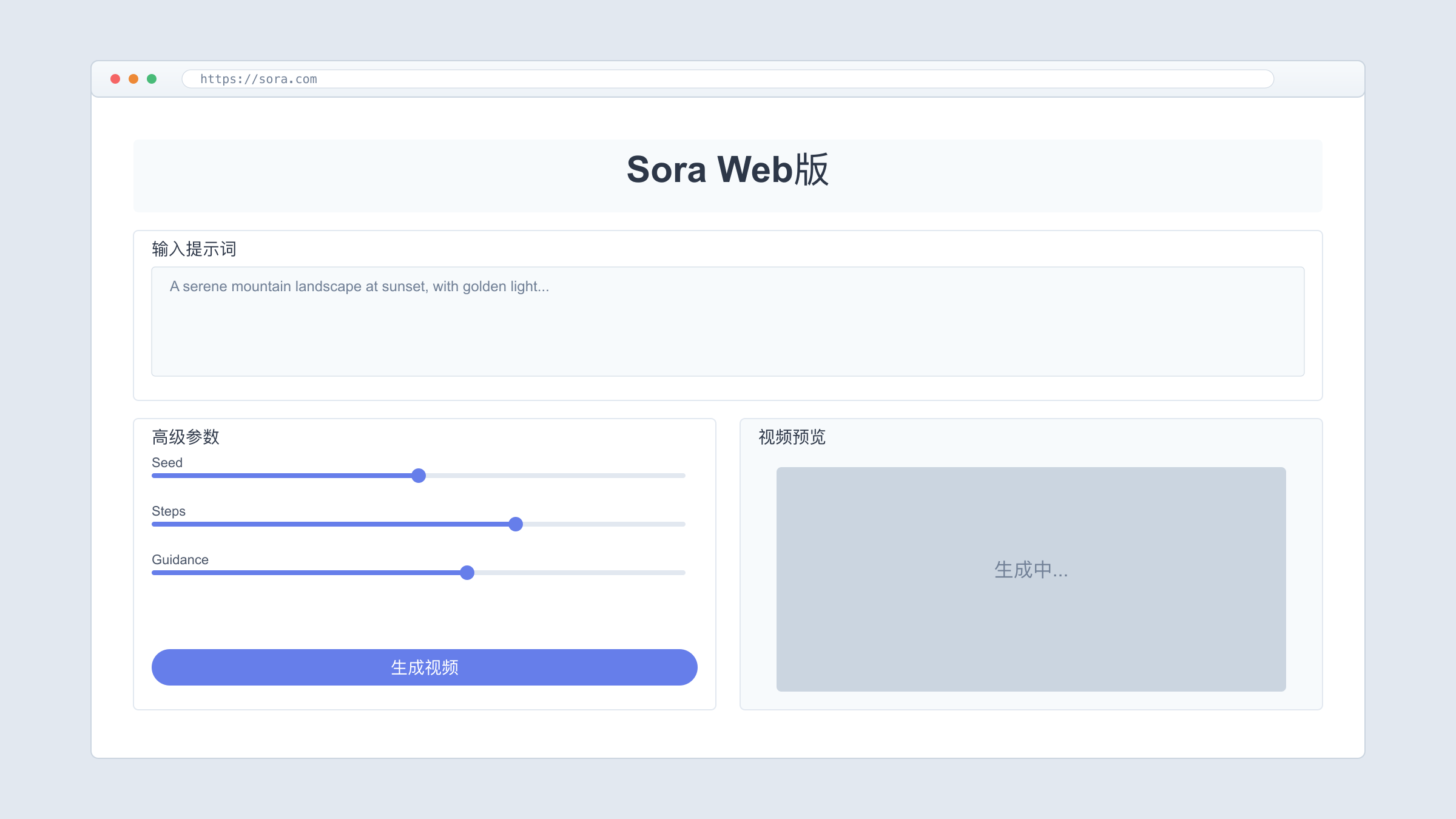 Sora Web版界面示意